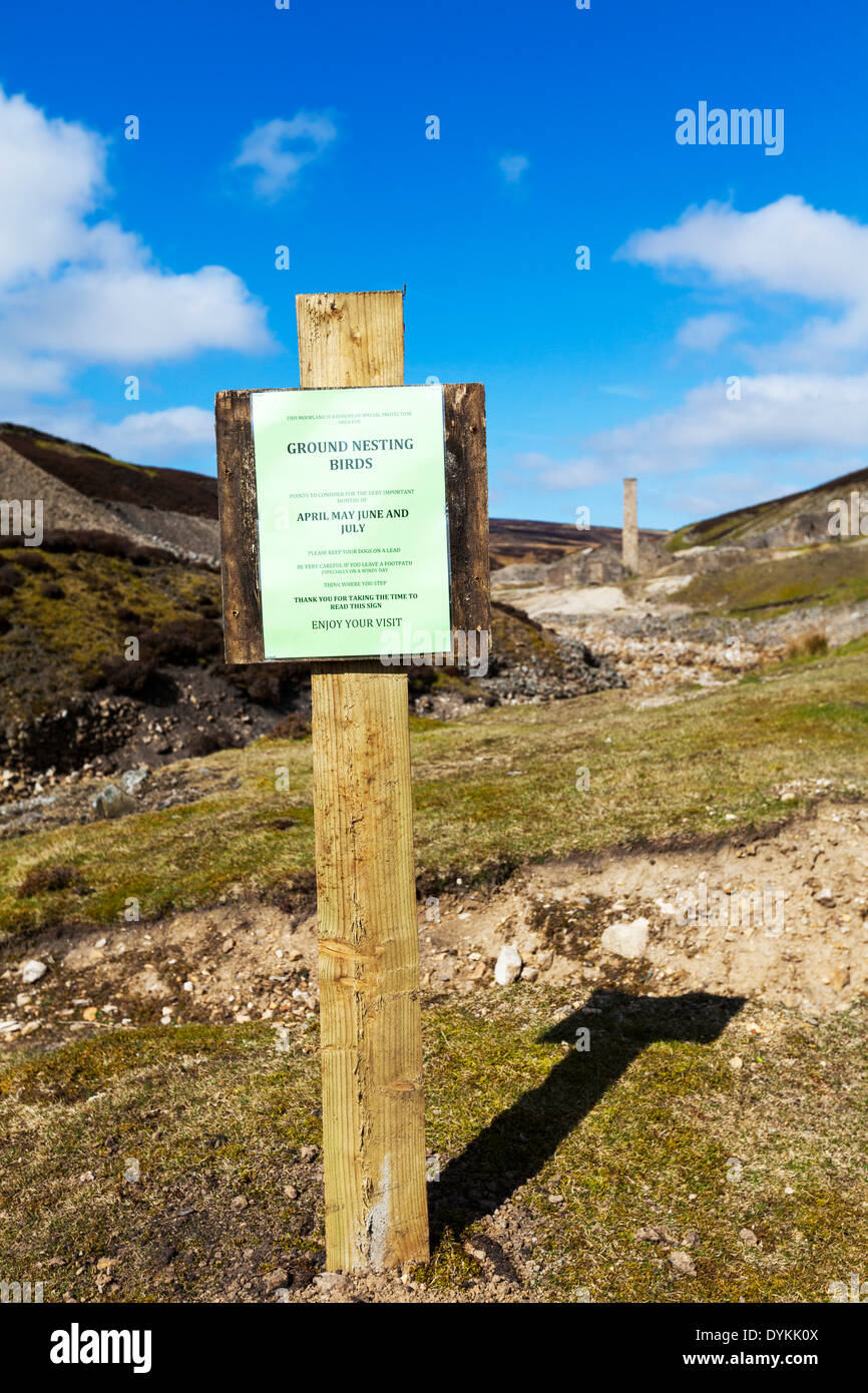 Boden brütende Vögel Warnung melden Yorkshire Dales National Park, UK England GB Stockfoto