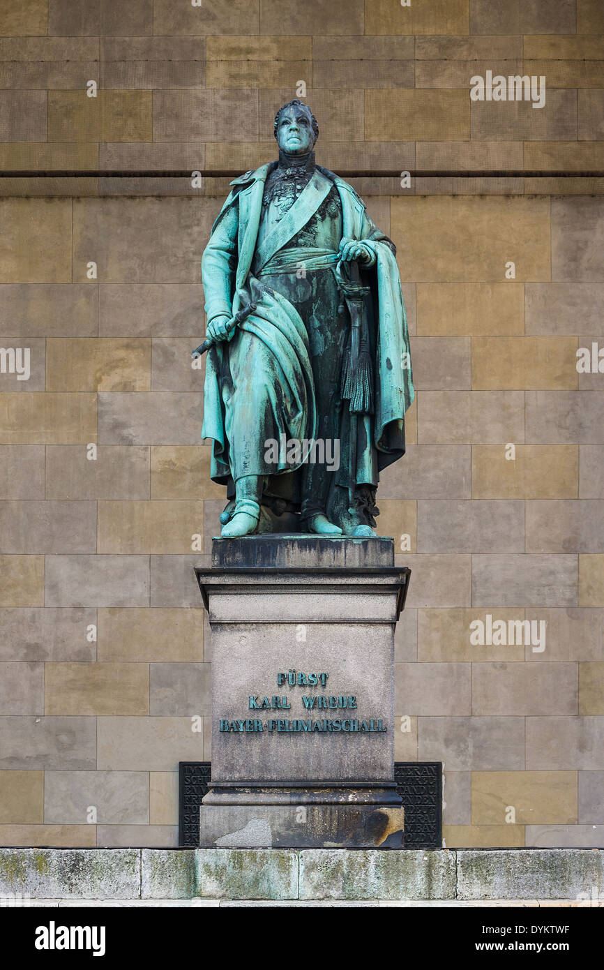 Statue, Karl Wrede, Feldherrnhalle, München, Bayern, Deutschland. Stockfoto