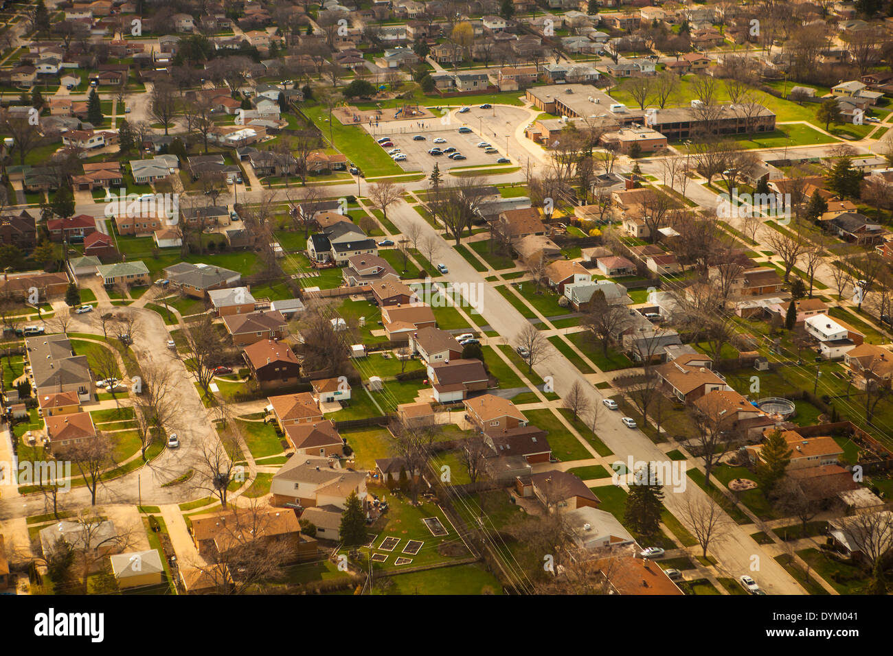 Luftaufnahme, Vorort von Chicago, Illinois Stockfoto