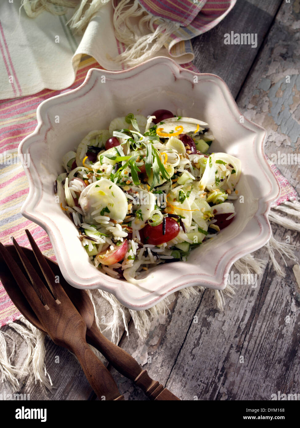 Wildreis und Fenchel-Salat Stockfoto