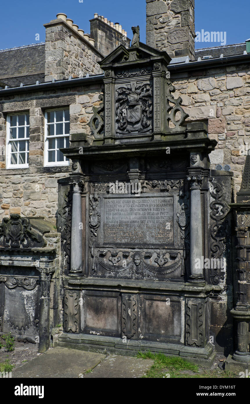 Grab von Sir Robert vom Dennistoun Mountjoy, 1626 König Botschafter und Konservator der schottischen Privilegien in den Niederlanden. Stockfoto