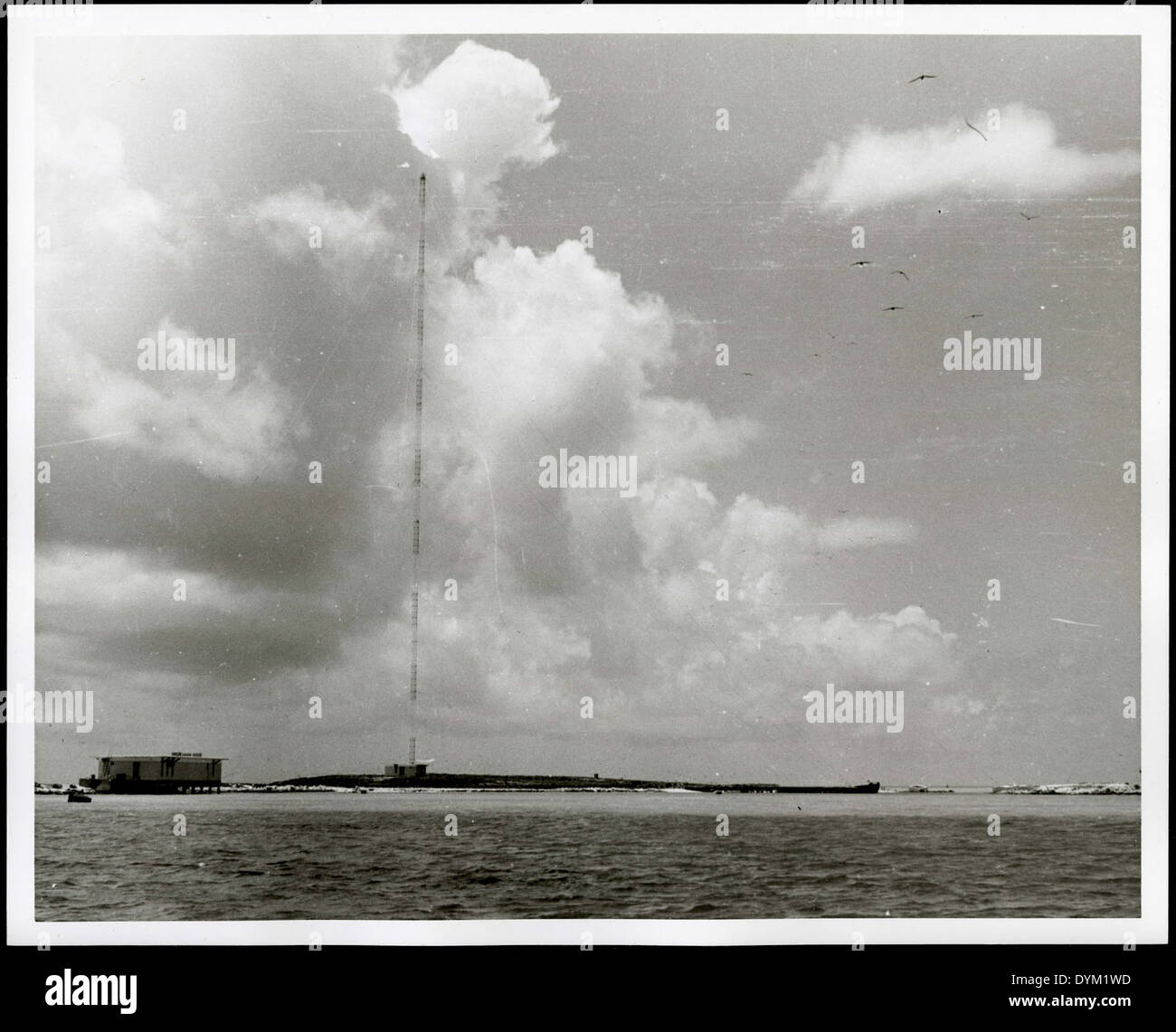 LORAN Turm Station auf Sand-Johnston Island, 1963. Stockfoto