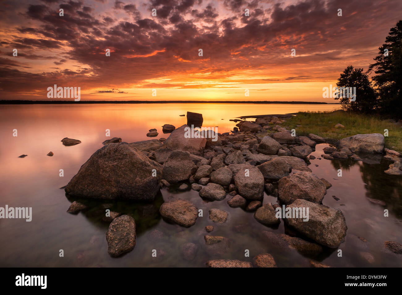 Auf Liniholmen Insel, Porvoo, Finnland, EU-aufgehende Sonne Stockfoto