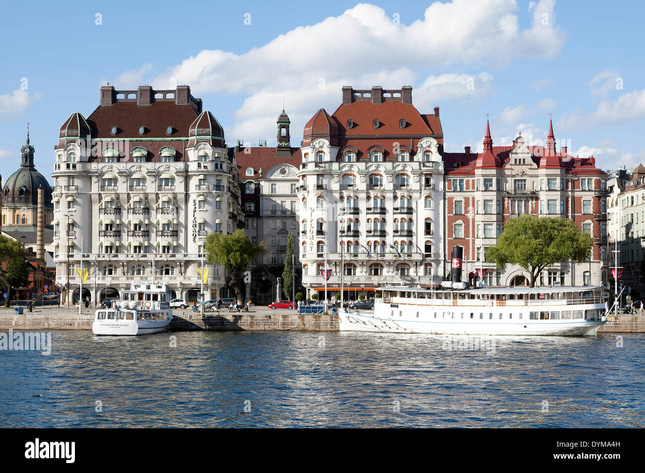 Hotel Esplanade und Hotel Diplomat, Boulevard Strandvägen, Östermalm, Stockholm, Stockholms län oder Stockholms Län, Schweden Stockfoto