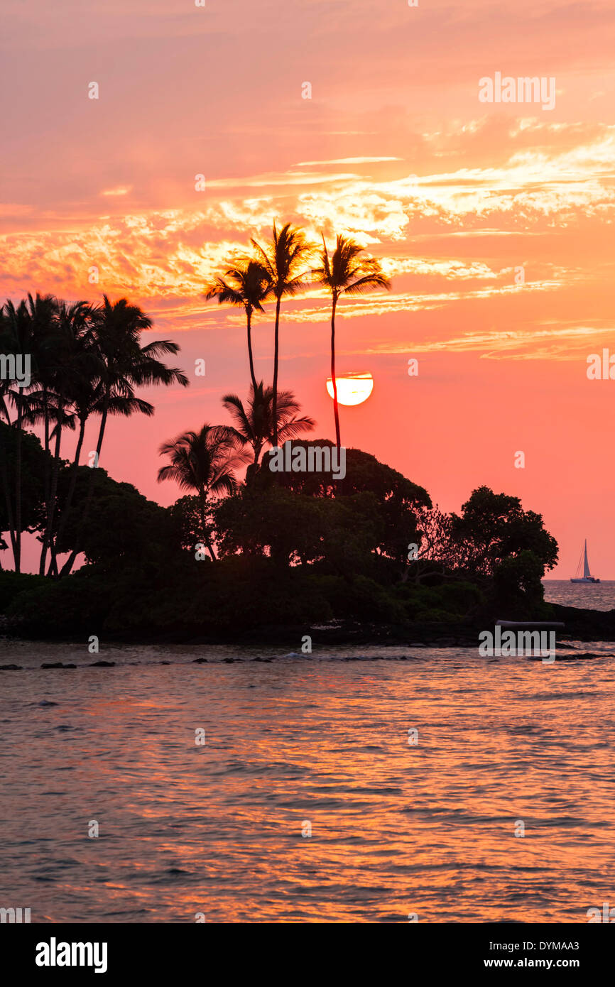 Sonnenuntergang an der Kohala Coast, Big Island, Hawaii, USA Stockfoto