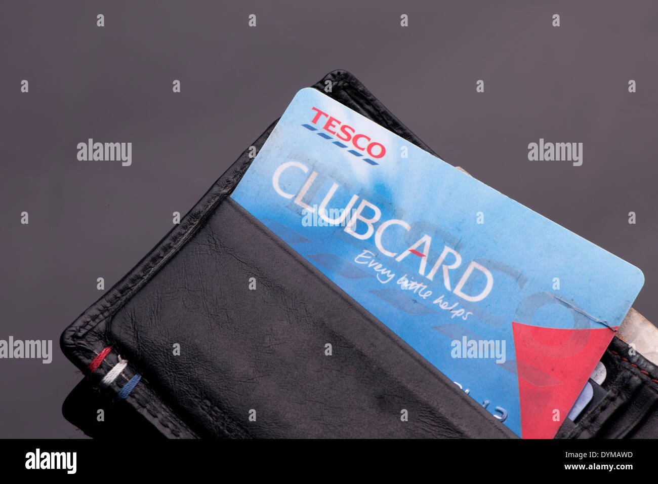 Brieftasche mit Tesco clubcard Stockfoto