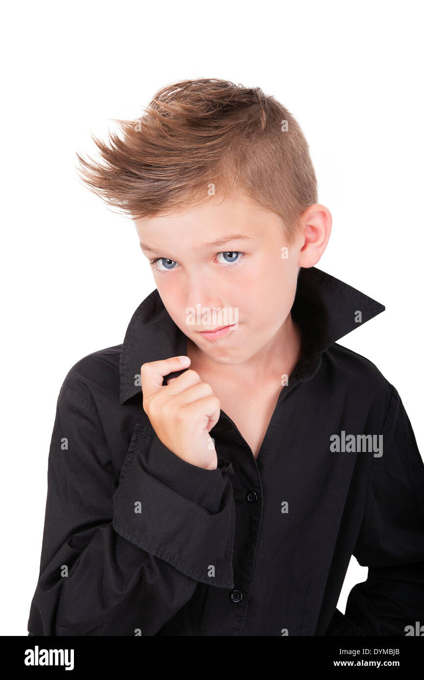 Cooles Kleines Kind Mit Macho Pose Isolierten Auf Weissen Hintergrund Stockfotografie Alamy