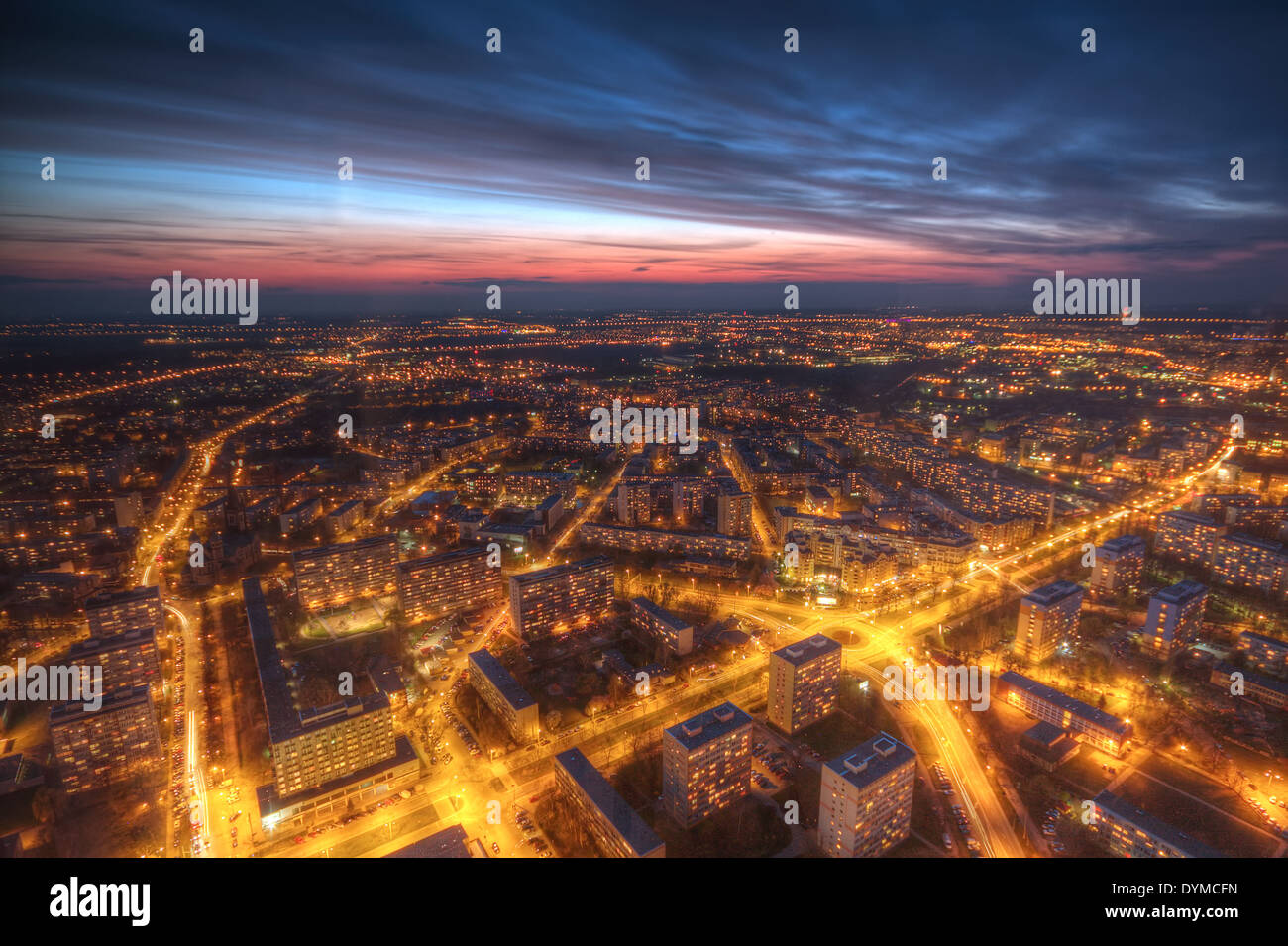 Nacht Panorama von Breslau Stockfoto