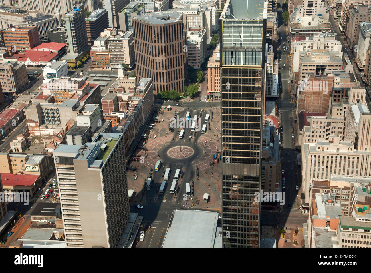 Blick auf zentrale CBD von Carlton Center Johannesburg, Gauteng, Südafrika, Afrika, Johannesburg und Ghandi Square Stockfoto