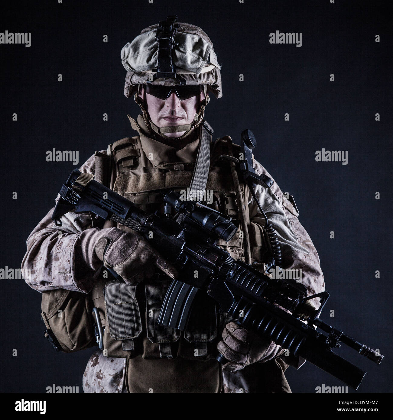 US marine Studio gedreht auf schwarzem Hintergrund Stockfoto