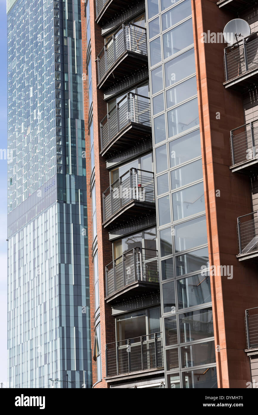 Beetham Tower Manchester und die Wohnung Dlock HAcienda stehen, die auf dem Gelände des berühmten Nachtclub Stockfoto