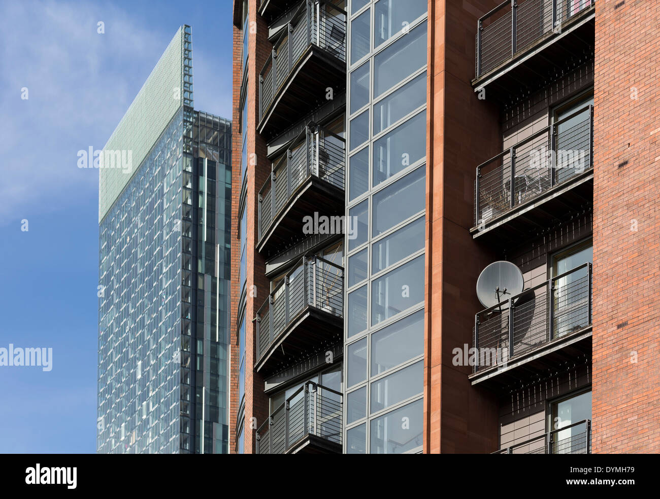 Beetham Tower Manchester und die Wohnung Dlock HAcienda stehen, die auf dem Gelände des berühmten Nachtclub Stockfoto