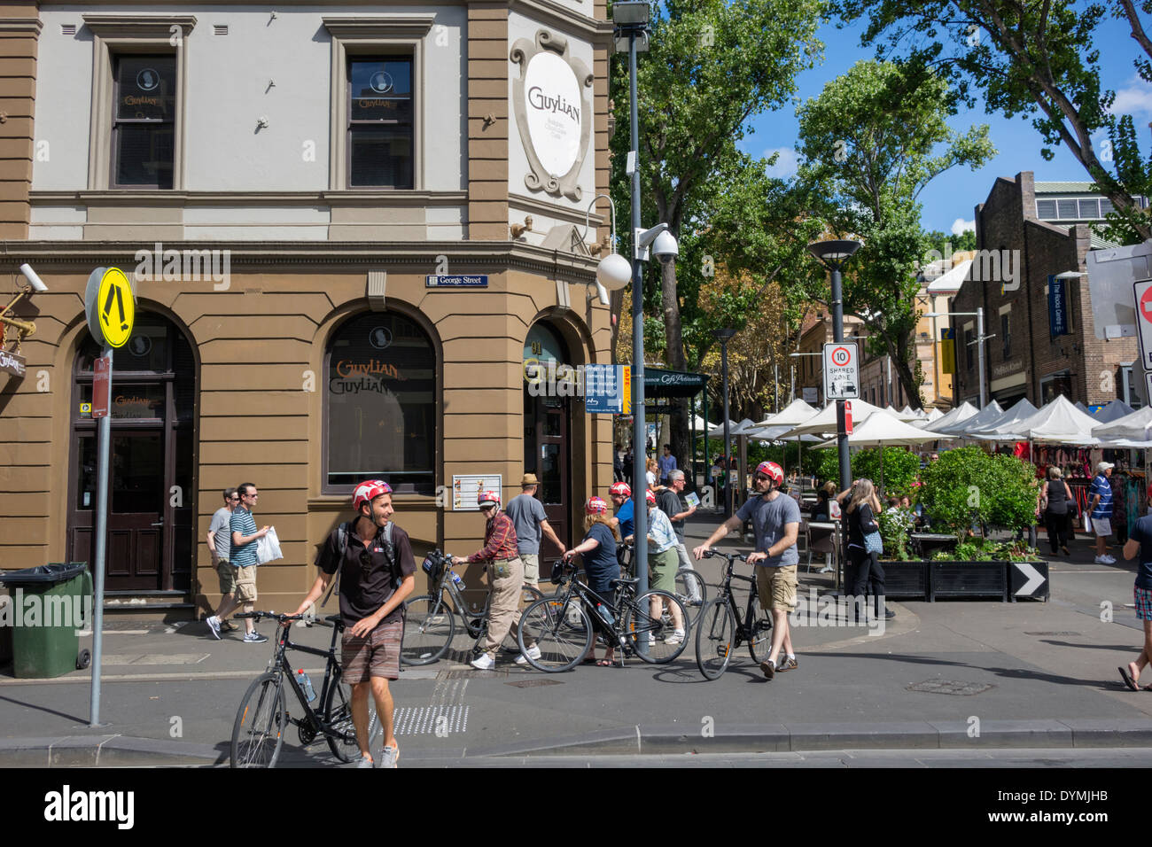 Sydney Australien, The Rocks Market, Bezirk, Gebäude, Verkäufer, Stände Stand Markt Shopping Shopper Shopper Shop Shops Markt Märkte buyi Stockfoto