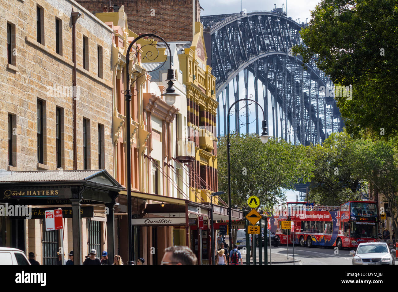 Sydney Australien, The Rocks Market, Bezirk, Gebäude, Sydney Harbour  Bridge, Hafen, AU140308064 Stockfotografie - Alamy
