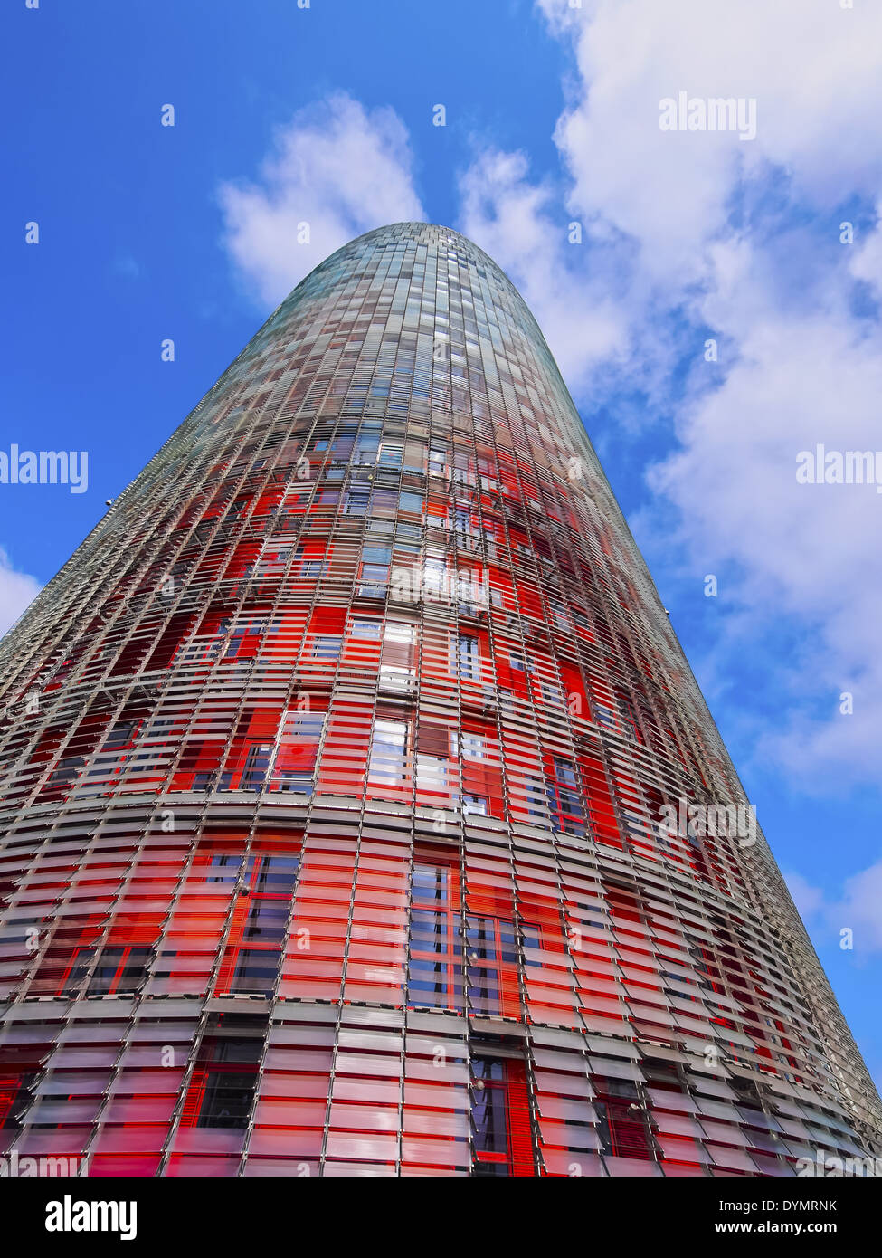Torre Agbar entworfen von Stararchitekt Jean Nouvel in Barcelona, Katalonien, Spanien Stockfoto