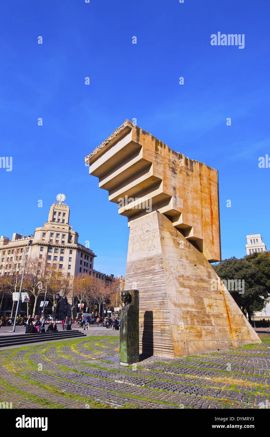 Francesc Macia Denkmal am Placa de Catalunya - Katalonien-Platz in Barcelona, Spanien Stockfoto