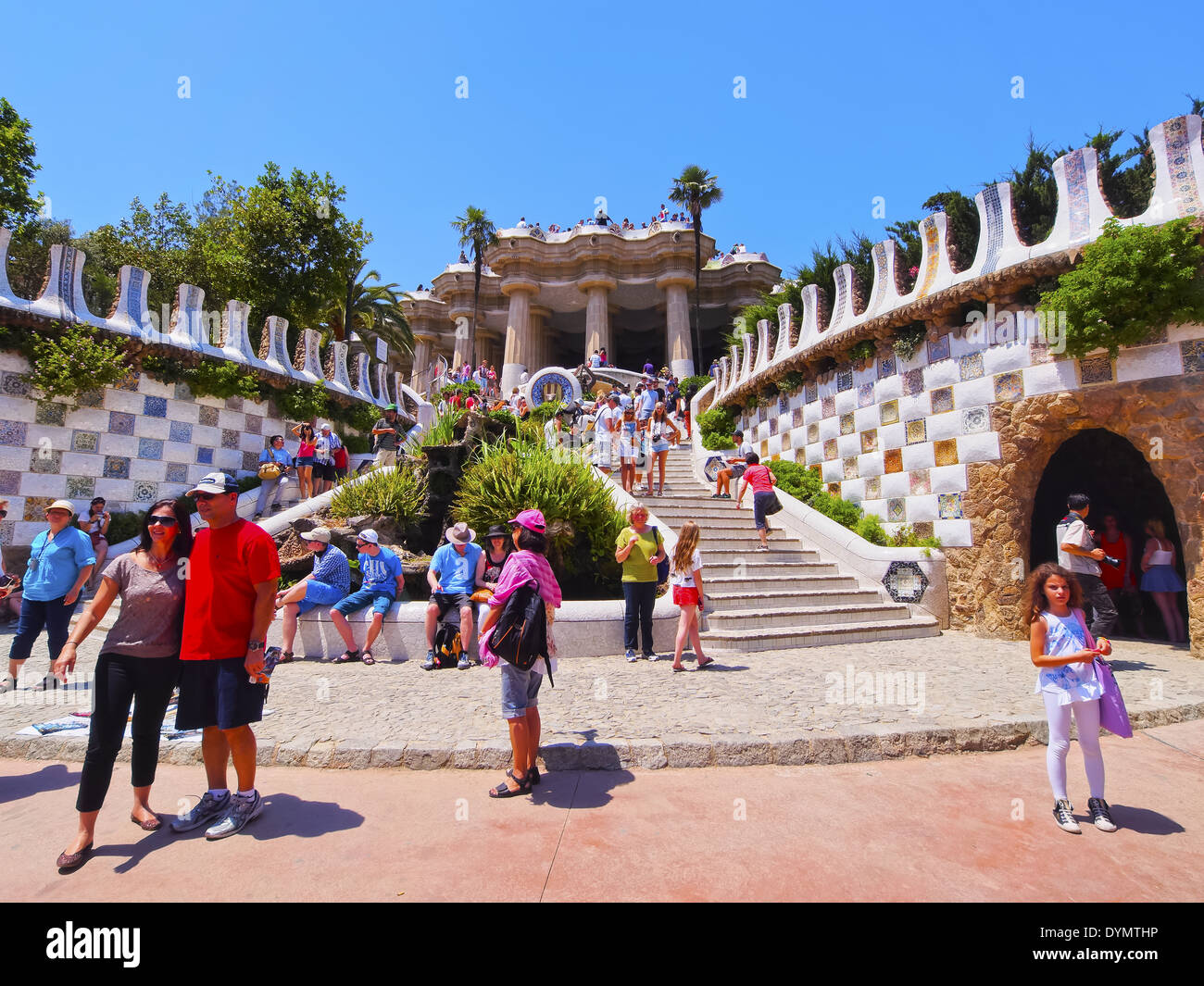Parc Güell - berühmten Park, entworfen von Antoni Gaudi in Barcelona, Katalonien, Spanien Stockfoto