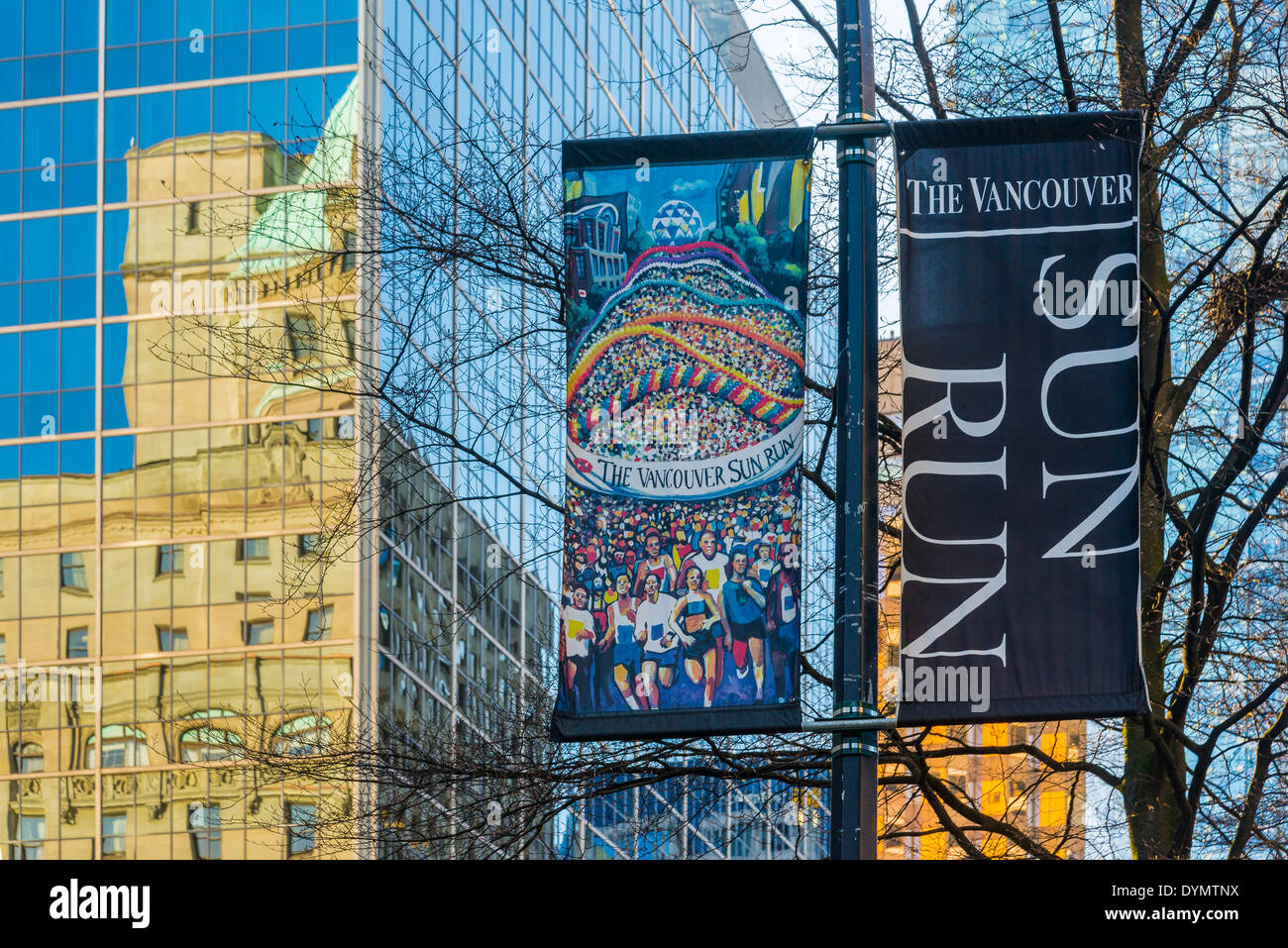 Vancouver Sun Run Banner, Vancouver, Britisch-Kolumbien, Kanada Stockfoto