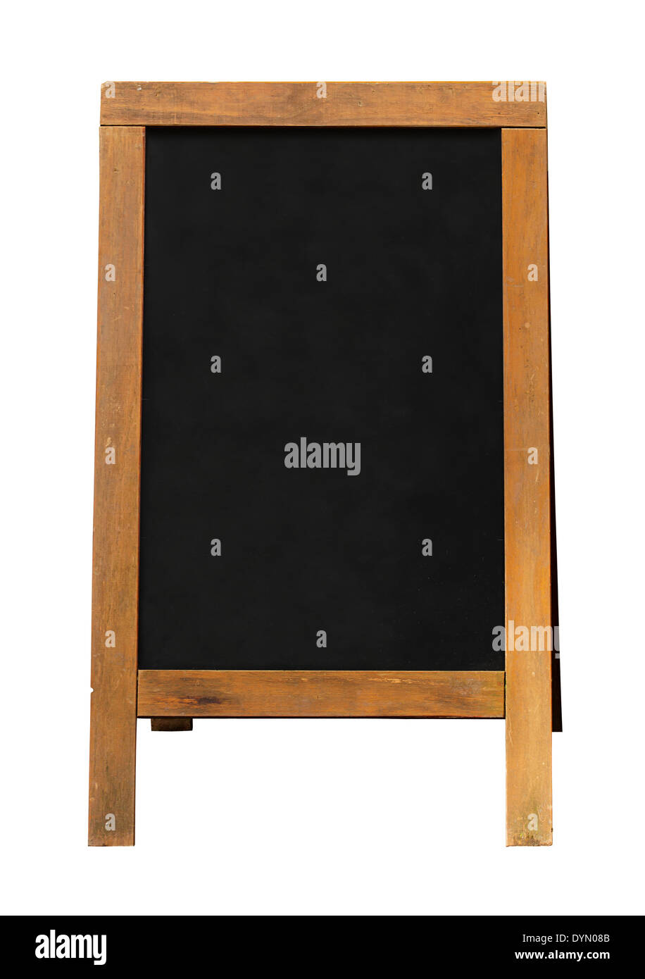 Tafel A Frame Schild mit Holzrahmen und leere Fläche für Ihre Werbebotschaft oder Angebot. Stockfoto