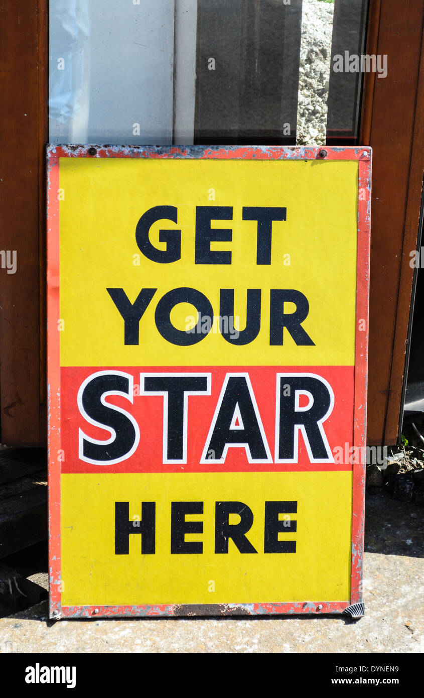 Ein Schild mit der Aufschrift Star hier Stockfoto