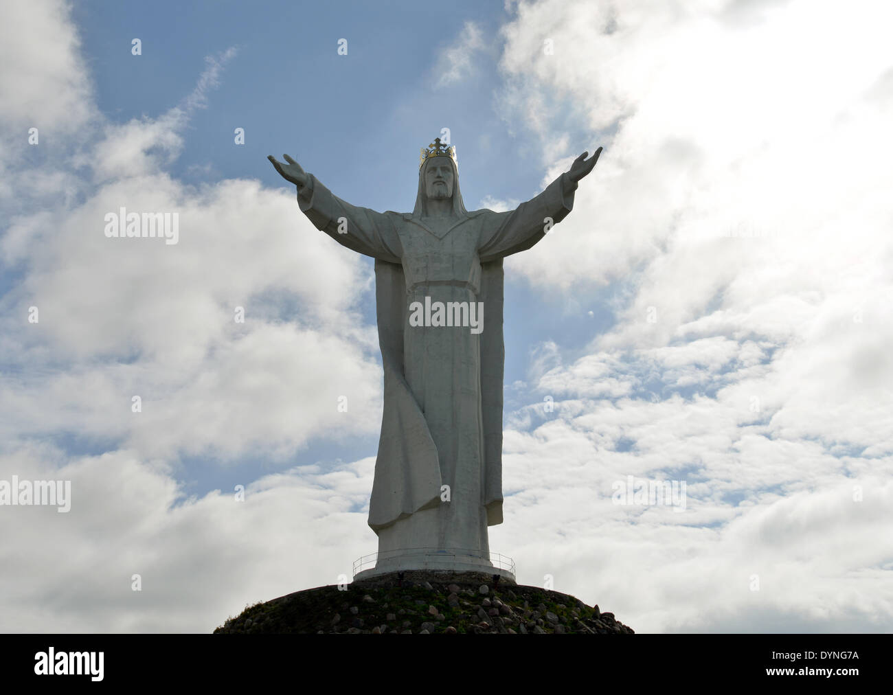 Swiebodzin, Polen. 15. April 2014. Blick auf die Statue von Christus dem König in Swiebodzin, Polen, 15. April 2014. Die Statue von Jesus Christus misst 36 m in der Höhe, sechs Meter mehr als die berühmte Jesus-Statue in Rio De Janeiro. Foto: Patrick Pleul /ZB/dpa/Alamy Live News Stockfoto