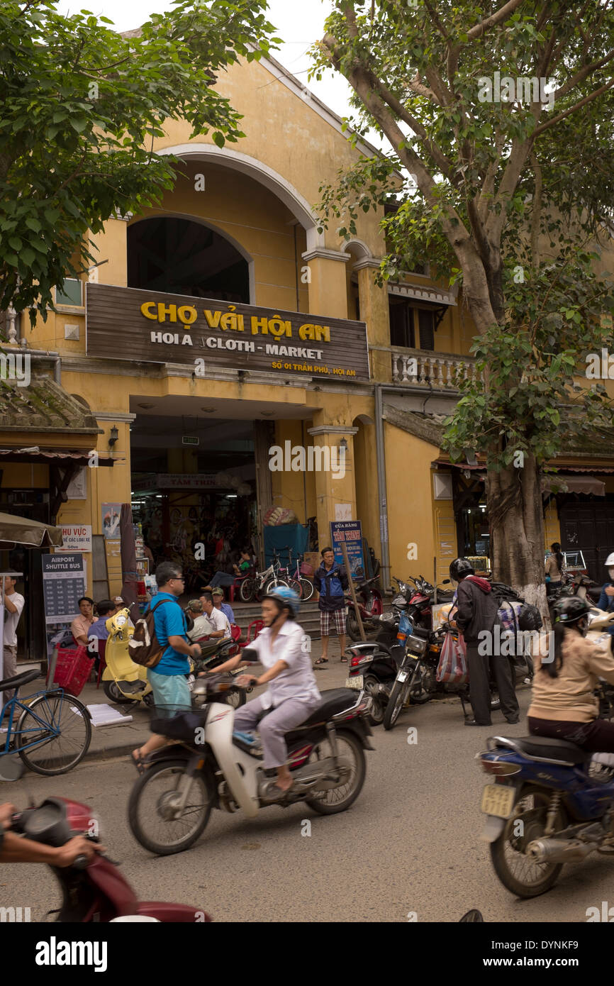 Cho Vai Tuch Markt Hoi an Vietnam Stockfoto