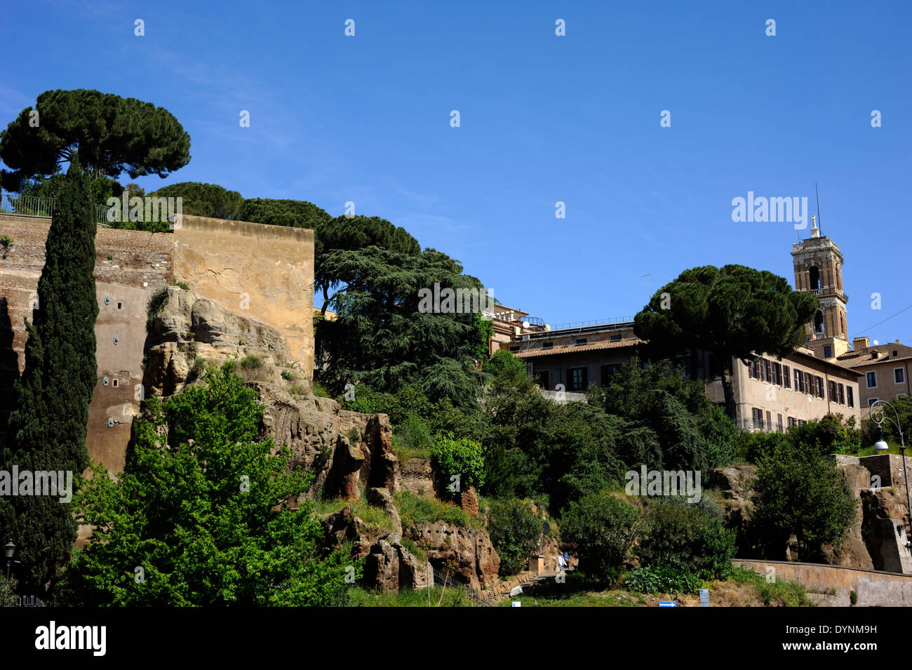 Italien, Rom, Kapitolshügel, Rupe Tarpea, Tarpeian Rock und Campidoglio Stockfoto