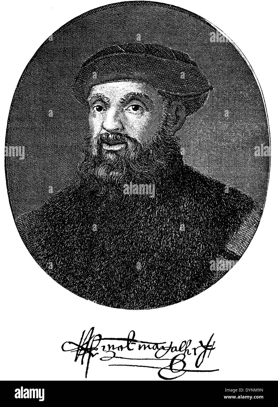 Ferdinand Magellan, der erste Weltumsegler. Nach einem Stich Stockfoto