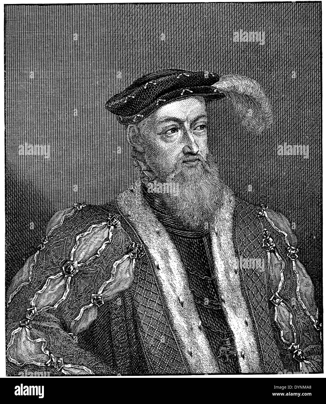 Christian III., König von Dänemark und Norwegen. Nach einem Stich von Preisler Stockfoto
