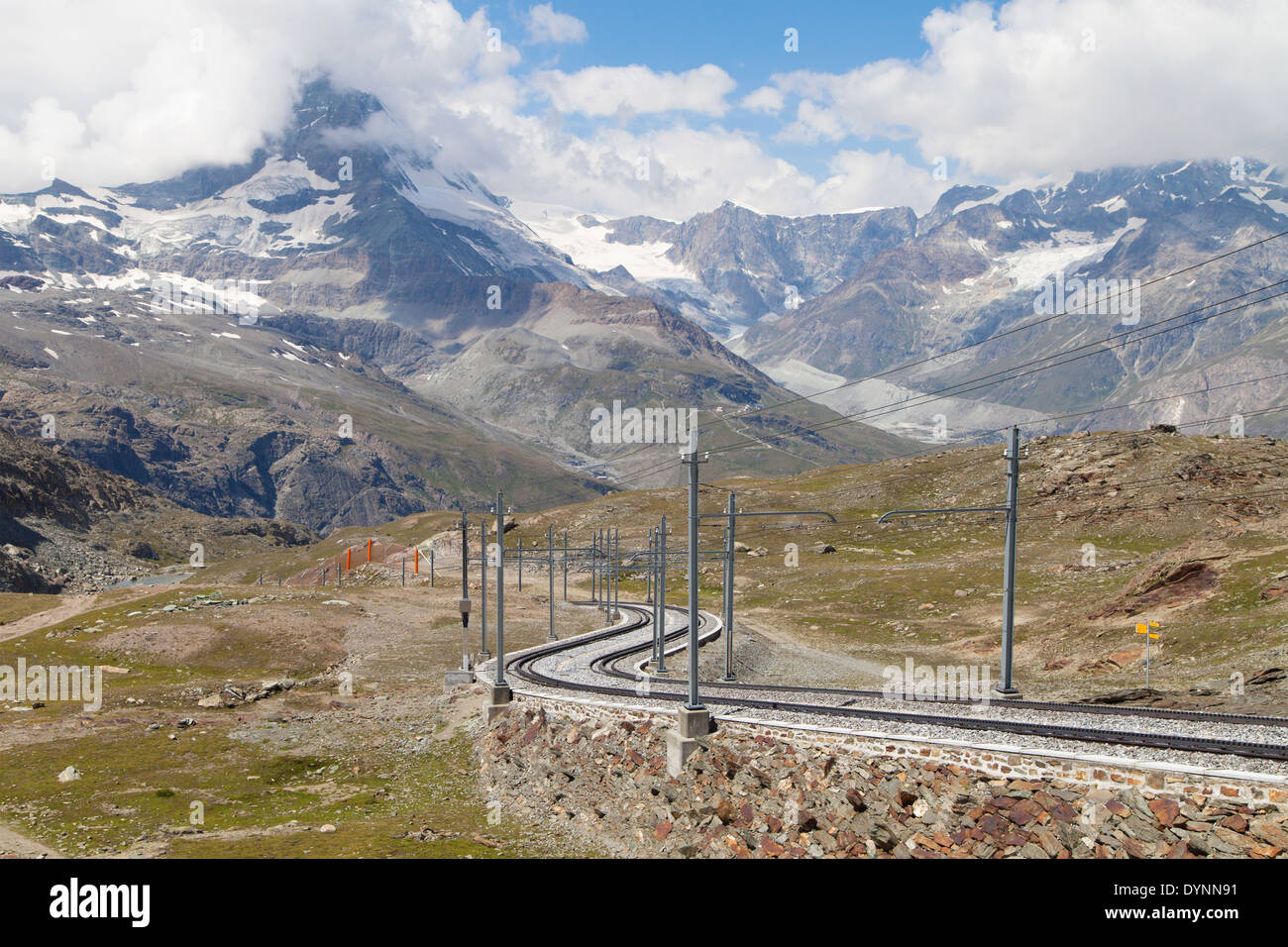Gornergratbahn, Bergbahn in den Walliser Alpen, Schweiz. Stockfoto