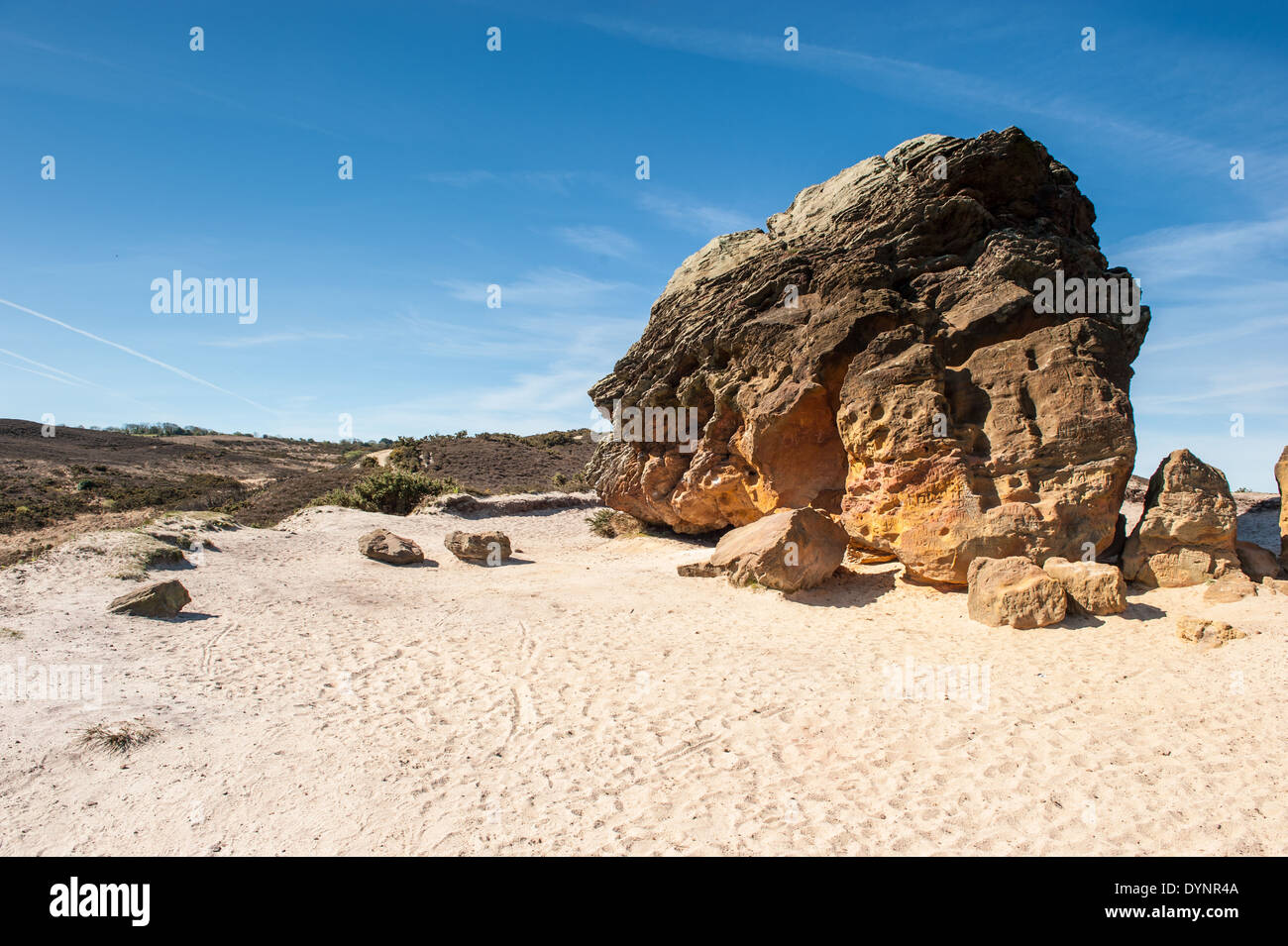 Agglestone Rock, des Teufels Amboss. Stockfoto