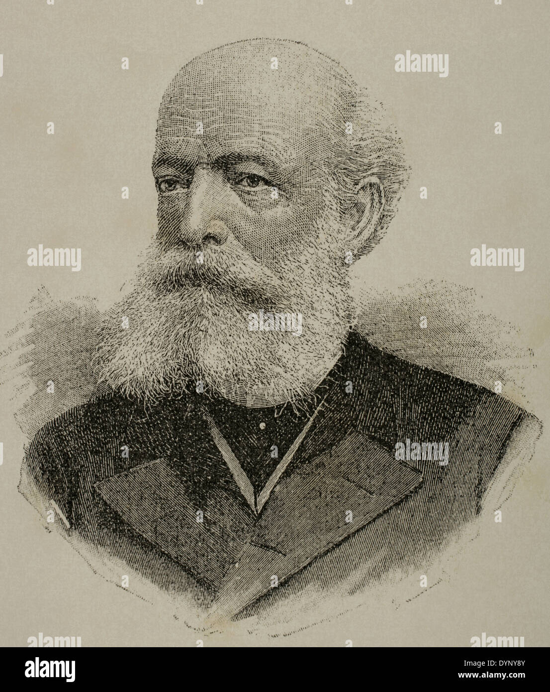 Friedrich August Kekule von Stradonitz (1829-1896). Deutscher Chemiker. Kupferstich, 19. Jahrhundert. Stockfoto