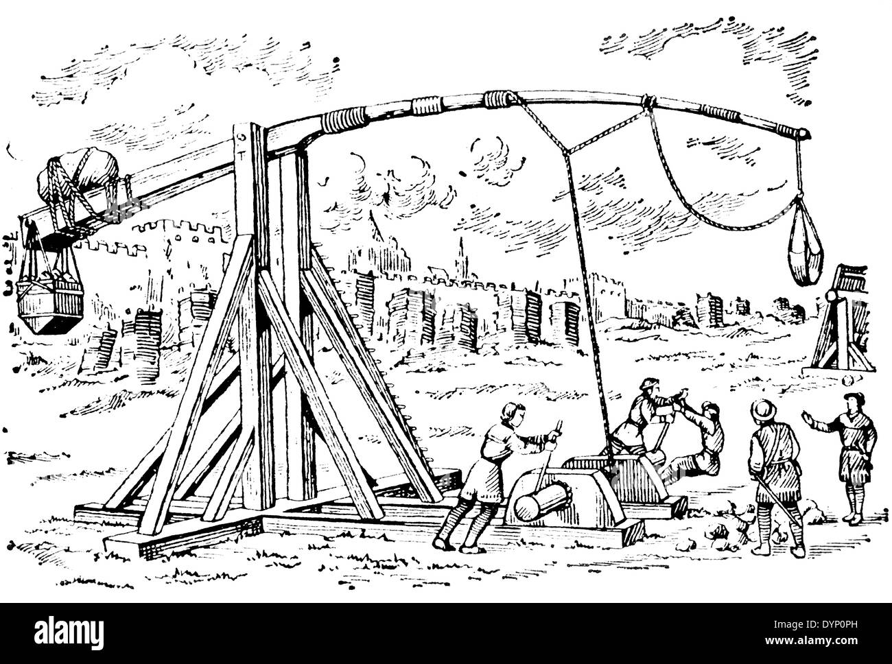 Trebuchet, mittelalterlichen Belagerungsmaschine Stockfoto