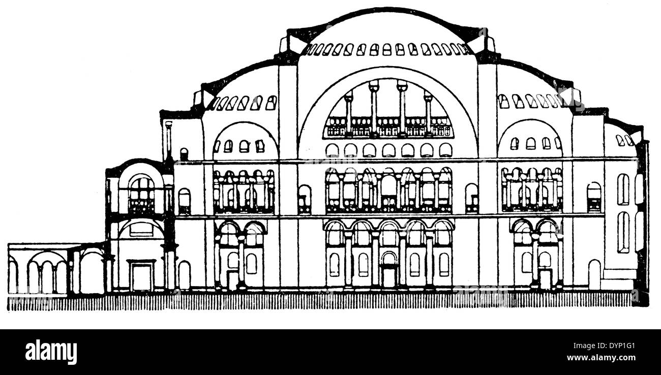 Plan der Hagia Sophia, Istanbul, Türkei, Illustration aus sowjetischen Enzyklopädie, 1928 Stockfoto