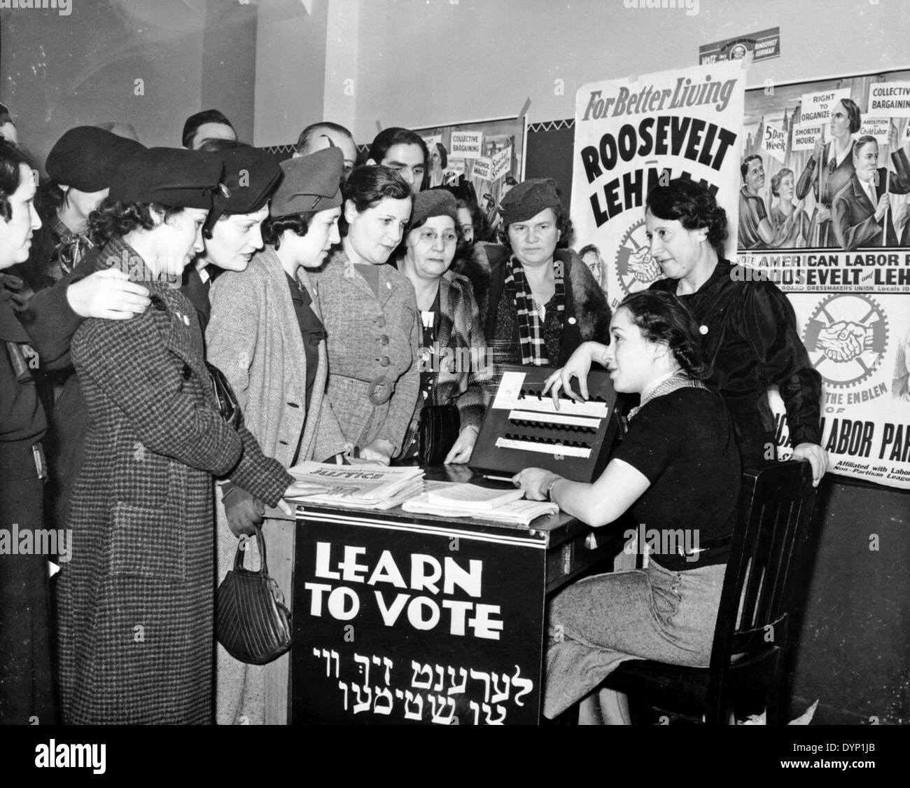 AMERIKANISCHE Wähler Vorbereitung für das Roosevelt/Lehman-Ticket bei den Wahlen 1936 New Yorker Gouverneur stimmen Stockfoto