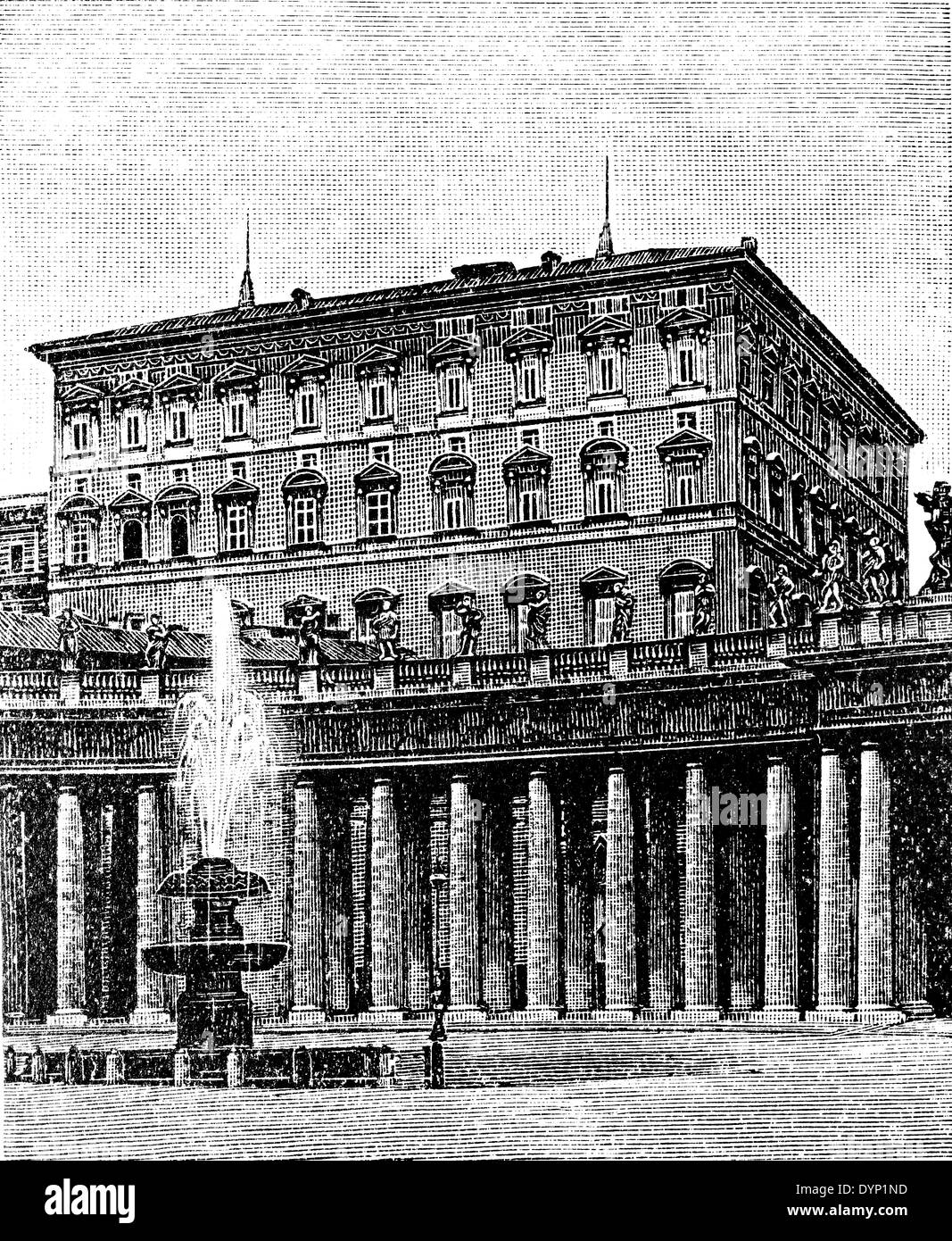 Apostolischen Palast von St. Peter's Square, Vatikan, Rom, Italien, Illustration aus sowjetischen Enzyklopädie, 1928 Stockfoto