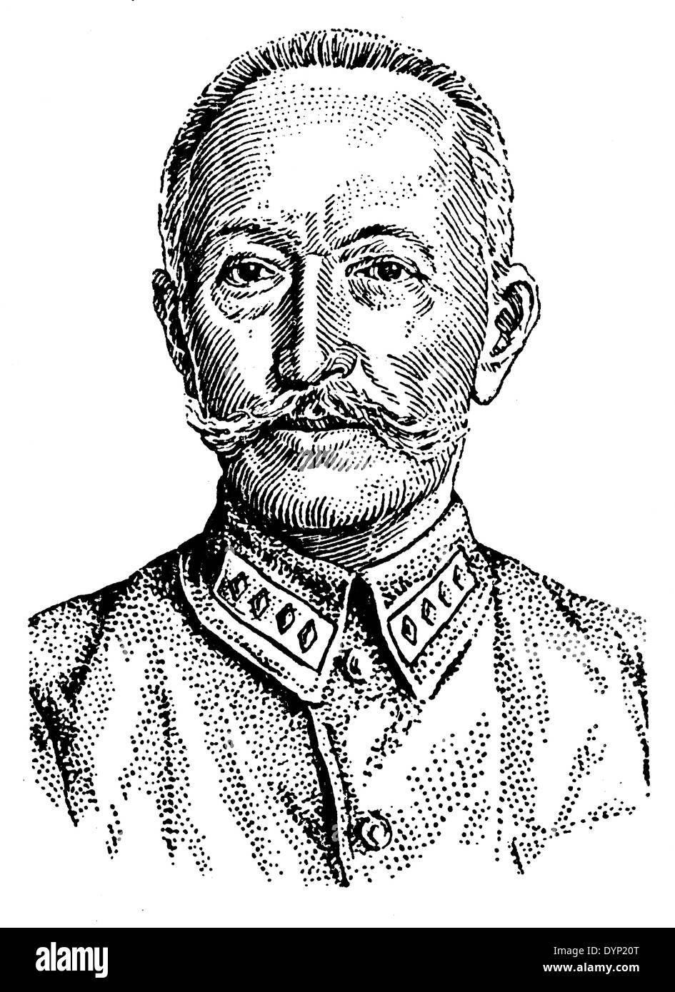Aleksei Brusilov (1853 – 1926), russischer Kavalleriegeneral, Illustration von sowjetischen Enzyklopädie, 1927 Stockfoto