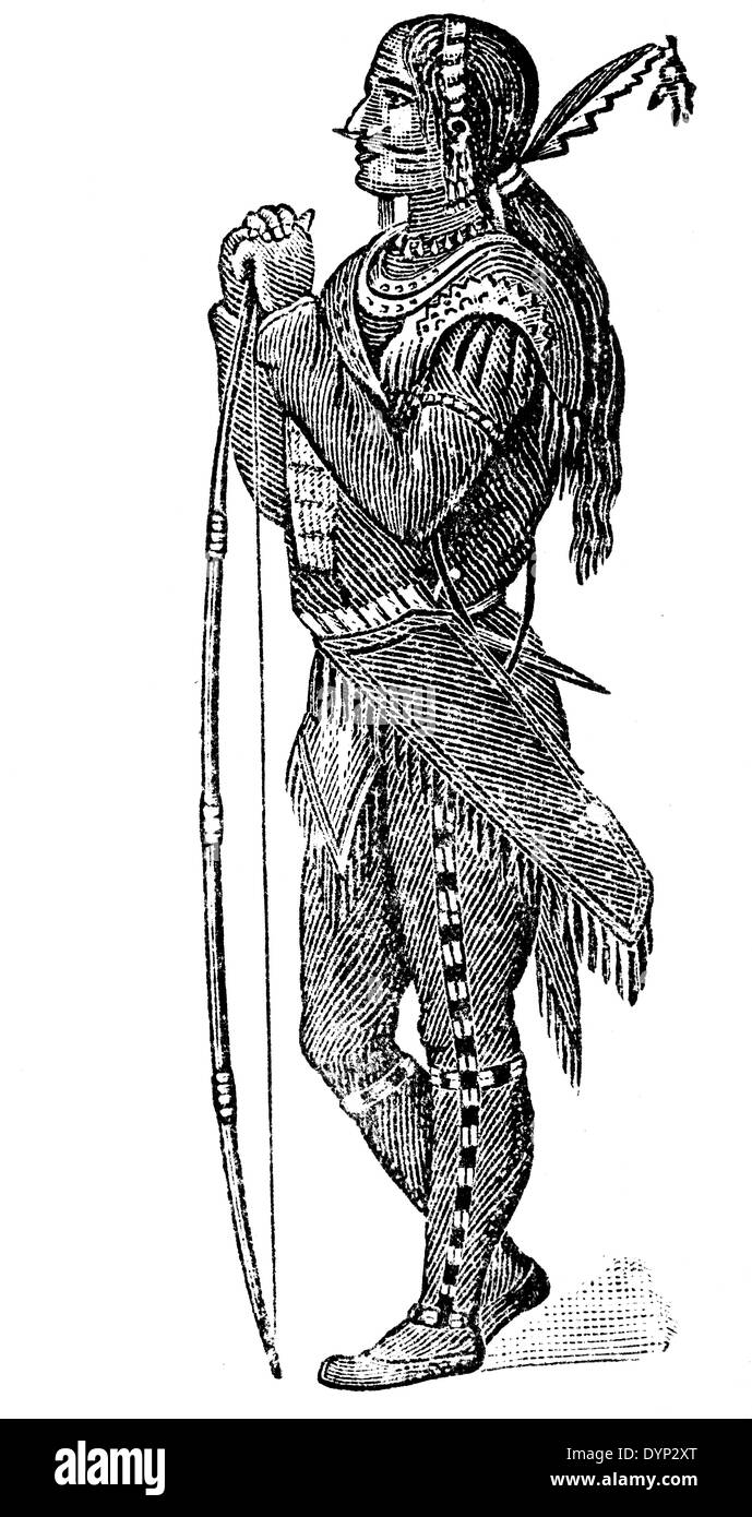 Gwich Mann (Nordamerika) in traditioneller Kleidung, Illustration aus sowjetischen Enzyklopädie, 1926 Stockfoto