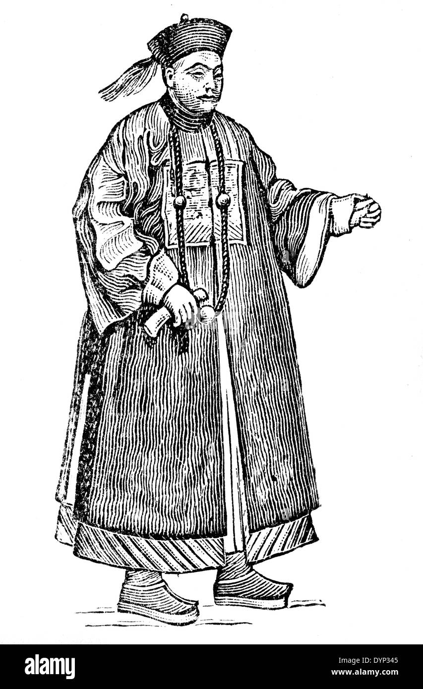 Chinesischer Mann im Vintage Kleid, Illustration aus sowjetischen Enzyklopädie, 1926 Stockfoto