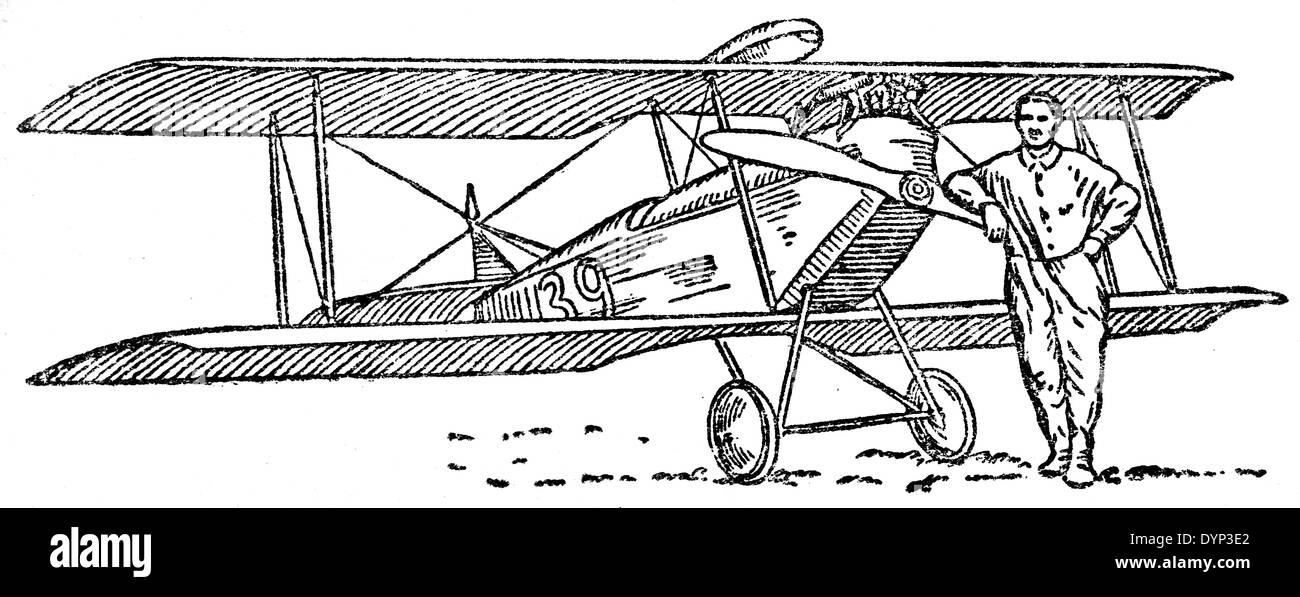 Pilot in der Nähe von Vintage Flugzeug, Illustration aus sowjetischen Enzyklopädie, 1926 Stockfoto