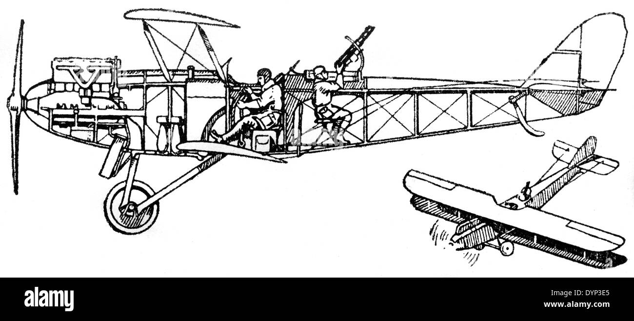 Vintage de Havilland Scout Flugzeug, Illustration aus sowjetischen Enzyklopädie, 1926 Stockfoto