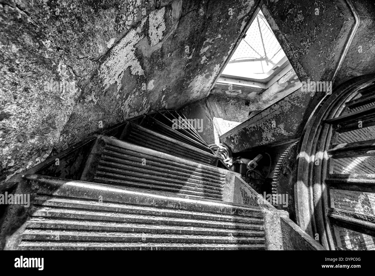 Alte gusseiserne Treppe auf Söderskär Leuchtturm, Porvoo, Finnland, EU- Stockfoto