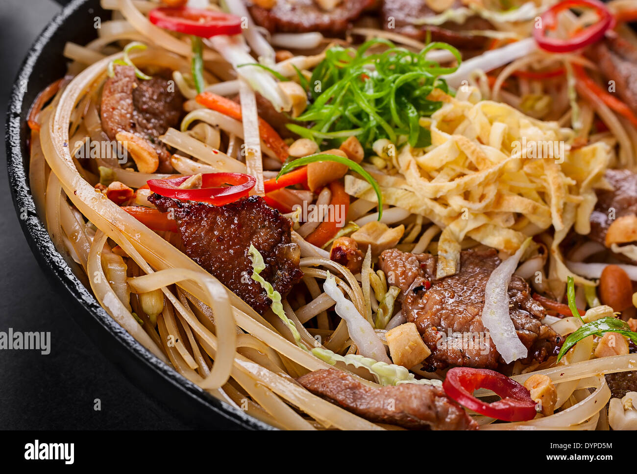 Thailändische Reisnudeln mit Rindfleisch-Scheibe Stockfoto