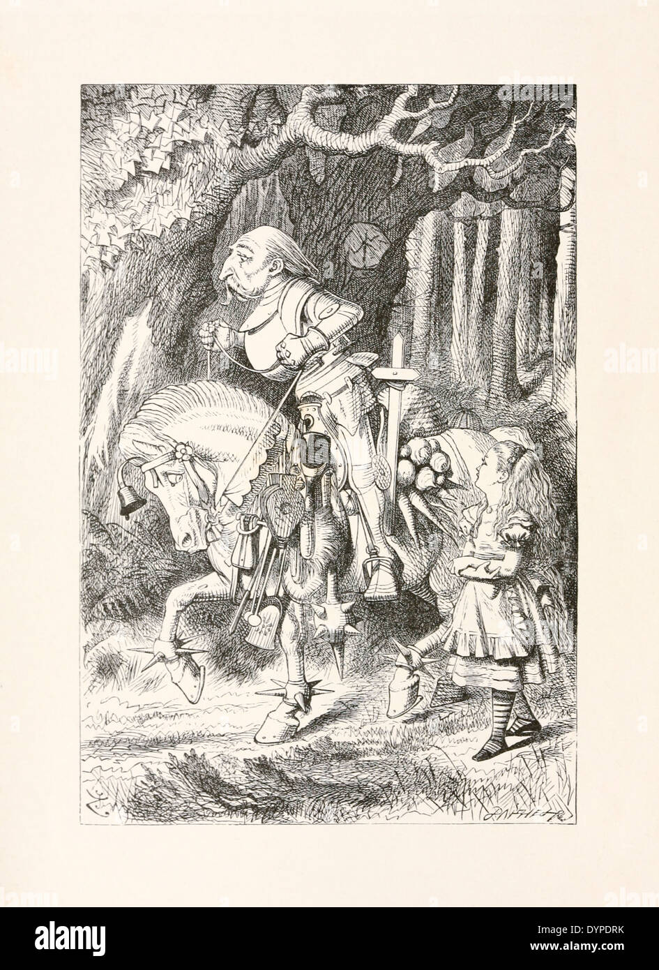 John Tenniel (1820-1914) Illustration aus Carrolss "Through the Looking-Glass", veröffentlicht im Jahre 1871. Der weiße Ritter. Stockfoto