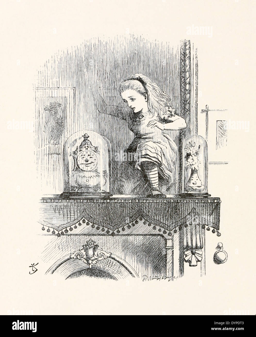 John Tenniel (1820-1914) Illustration aus Carrolss "Through the Looking-Glass", veröffentlicht im Jahre 1871. Alice geht durch Stockfoto