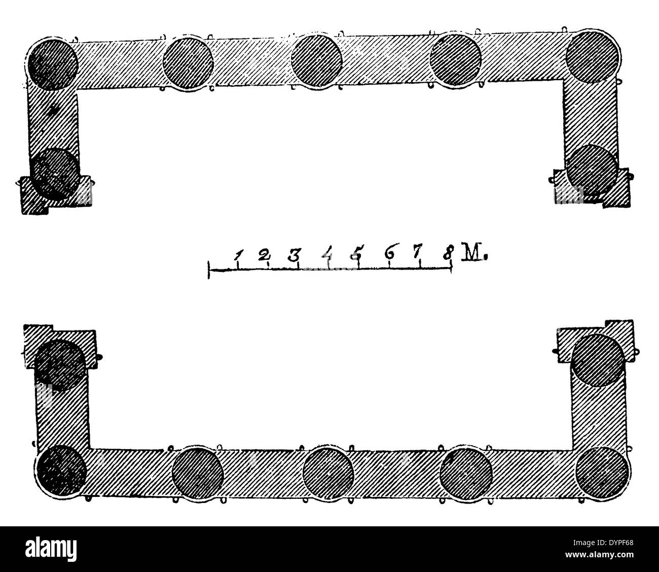 Westlichen Tempel Philae: Grundriss Stockfoto