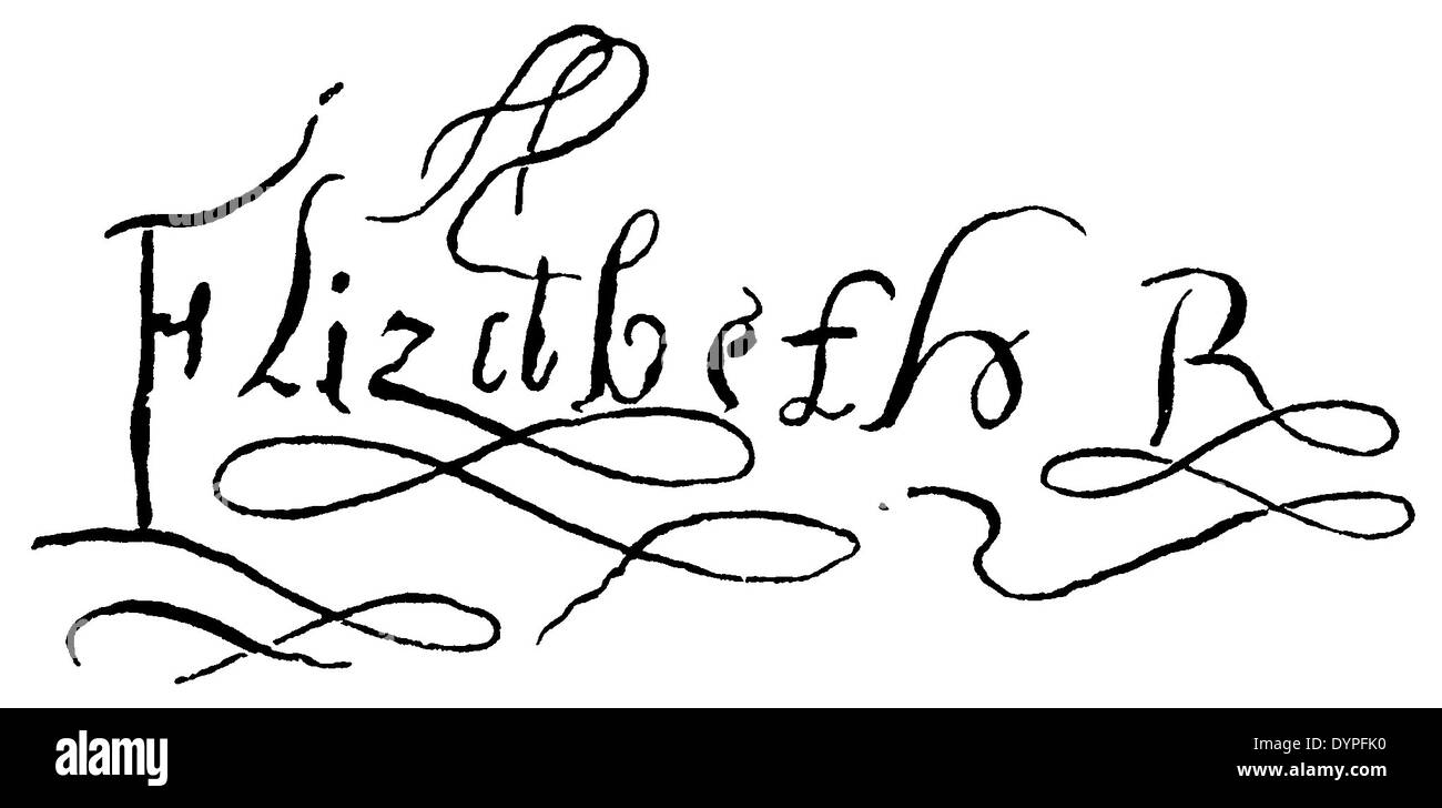 Autogramm: Elisabeth, Königin von England Stockfoto