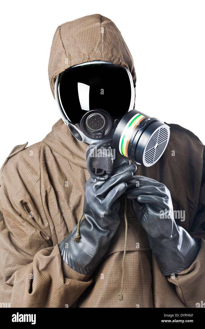 Ein Mann trägt einen Anzug NBC (Nuclear - biologisch - chemisch) Stockfoto