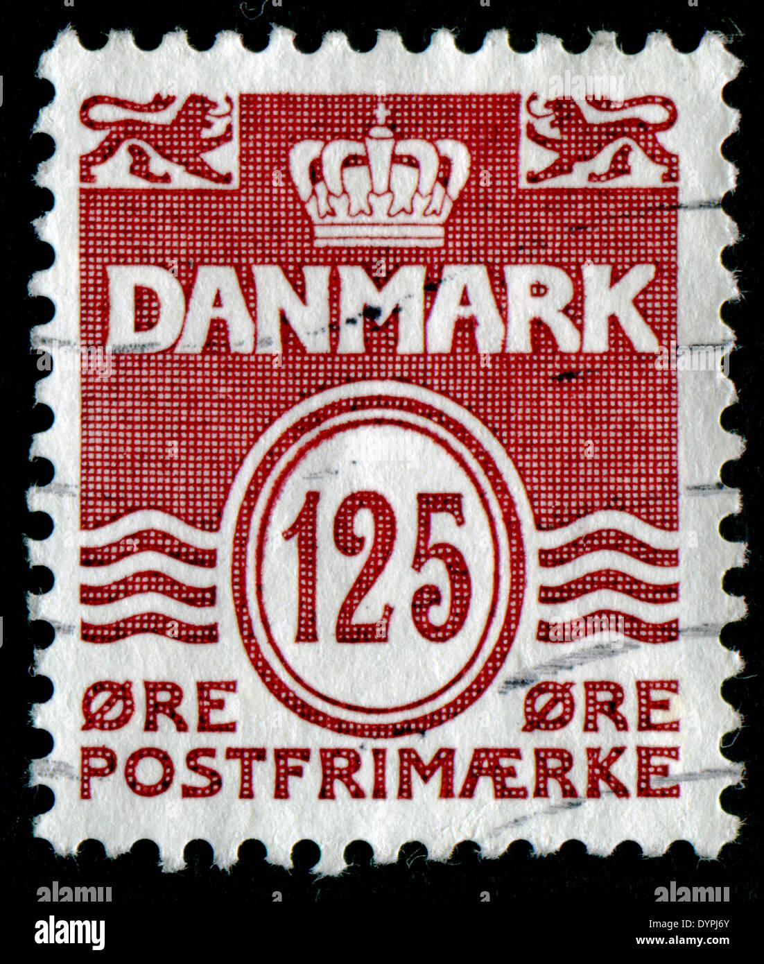 Dänemark - ca. 1960: eine Briefmarke gedruckt in Dänemark zeigt 125 Kronen, Serie, ca. 1960 Stockfoto