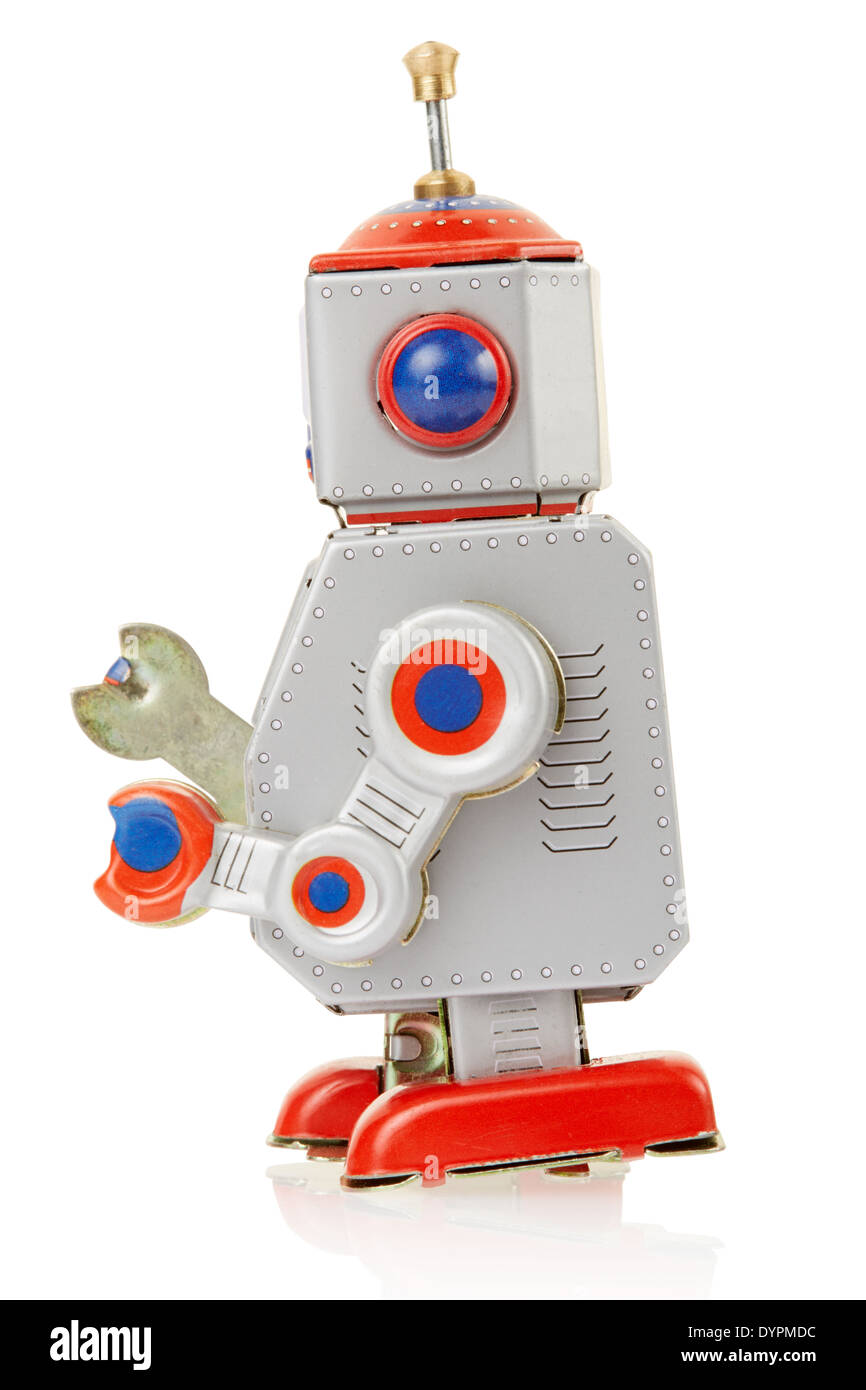 Vintage Spielzeug Roboterseite Stockfoto